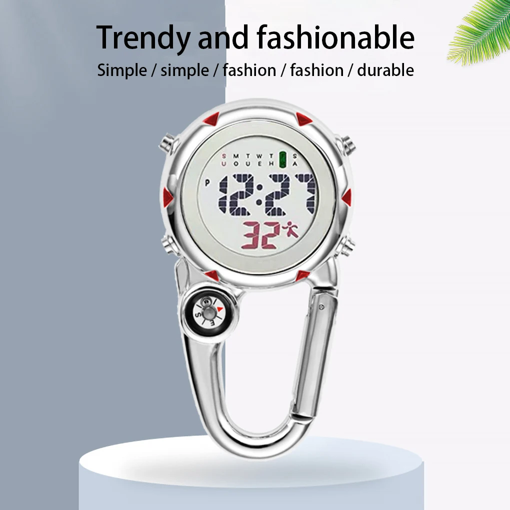Digital Carabiner Clip Watches Clock Fashion Luminous Fob Watch Men Temperature Week Display Clocks Gift