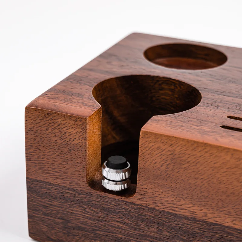 Walnut Wood Tamper Station, Espresso Workstation with Portafilter Holder for Home Barista