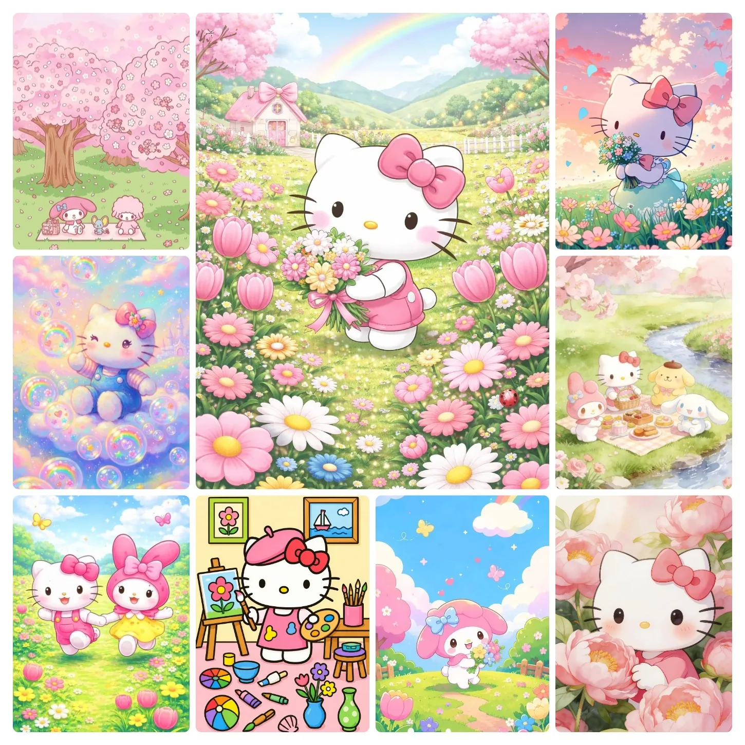 Adult Jigsaw Puzzle 500/1000 Pieces Puzzle Sanrio Hello Kitty Friends Paper Puzzle Decorative Painting Exercise Brain Thinking