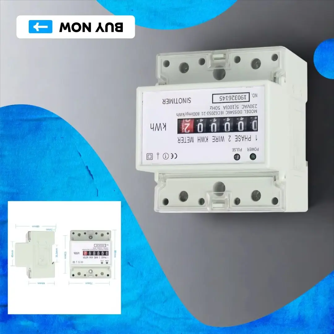 

DDS546C Single Phase 4P Energy Counter Meter 230VAC 50Hz Analog Electric Wattmeter DIN Rail Mounted for Power Measurement