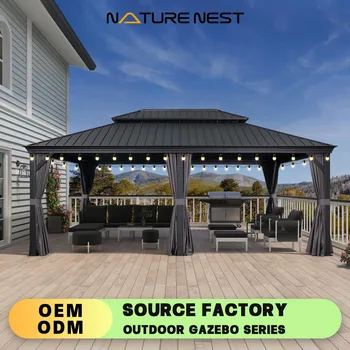 Güneşlik Canopy14' X 20 'tente veranda Gazebo bahçe avlu güneş döken barbekü ızgara Modern balkon teras dört köşe Pavilion