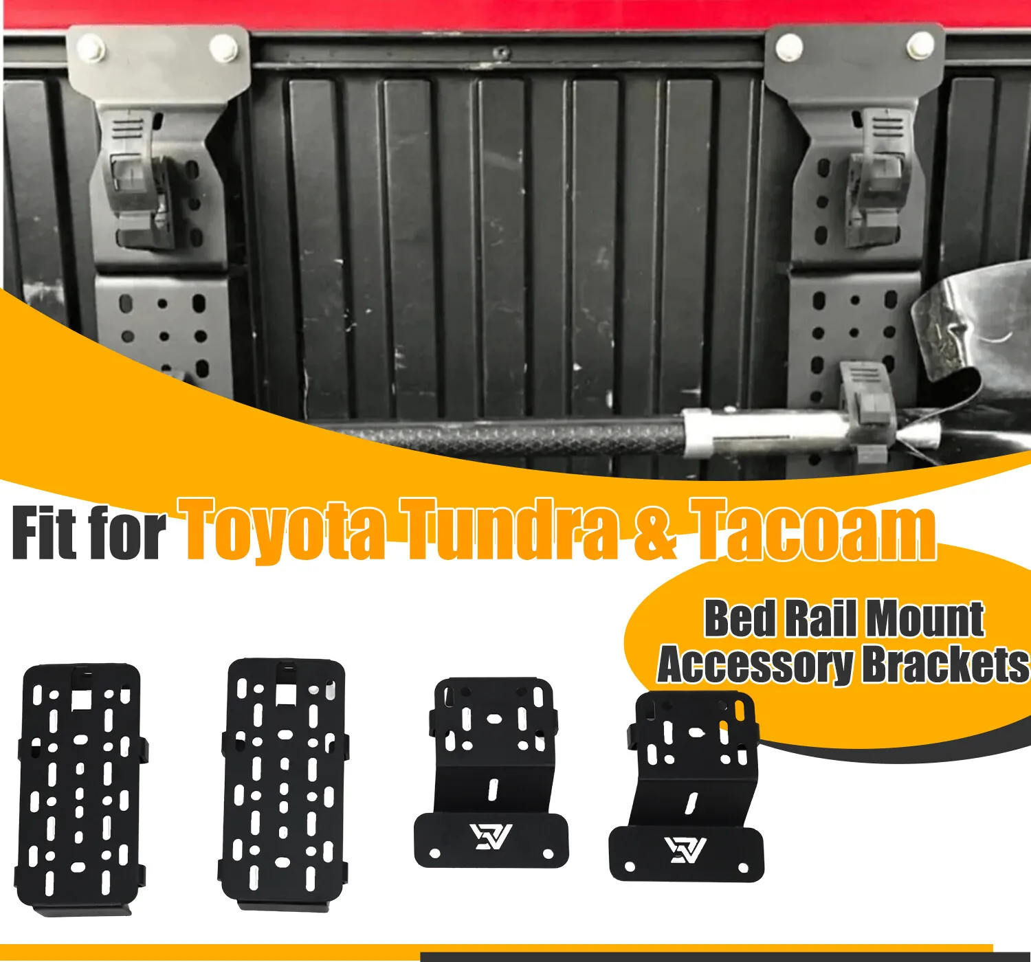 

2 упаковки, стальной кронштейн для рельса грузовика, держатель для инструмента для Toyota Tacoma и Tundra