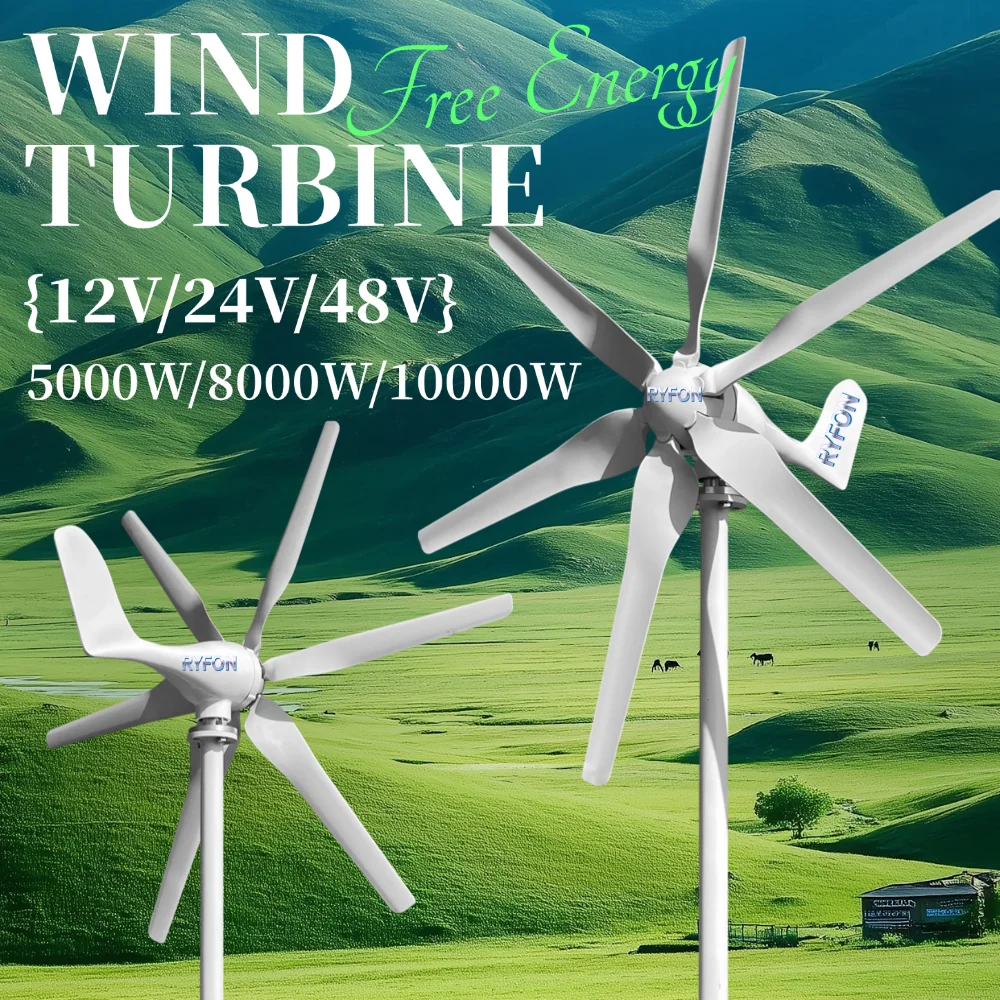

8KW 10KW 6 Blades Windmill With MPPT Controller Horizontal Wind Power Turbine 12V 24V 48V Home Roof Wind Energy Generator 5000W