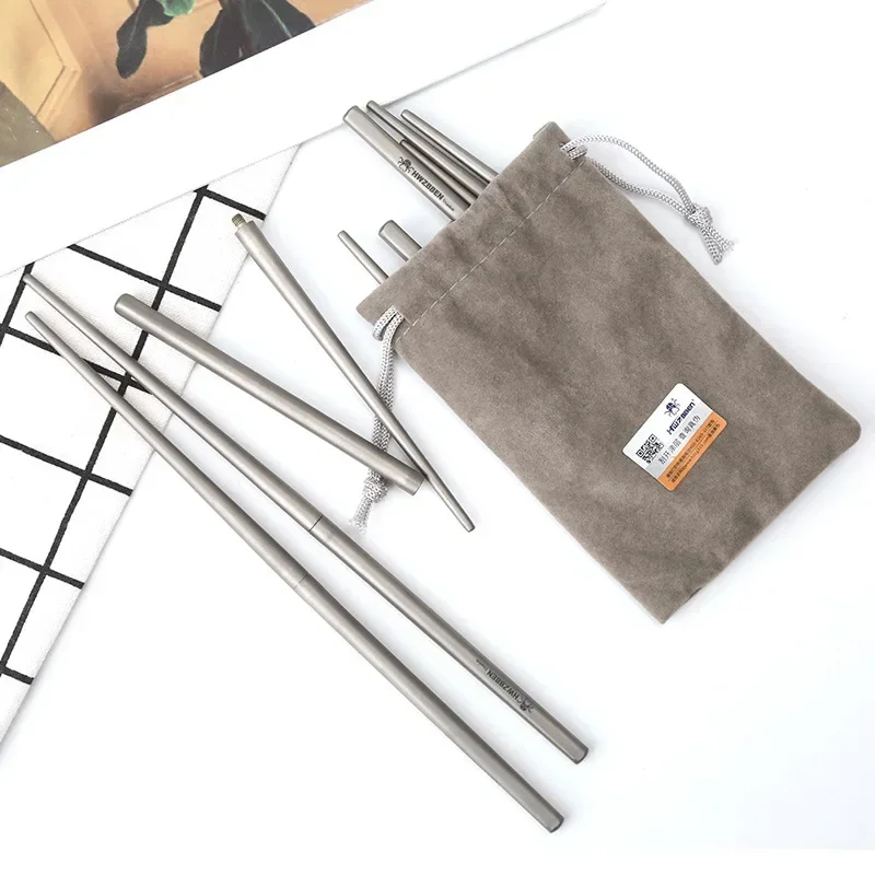 HWZBBEN Titanium Foldable Chopsticks Outdoor Camping Travel Tableware Portable Household Supplies Lightweight Storage Bag