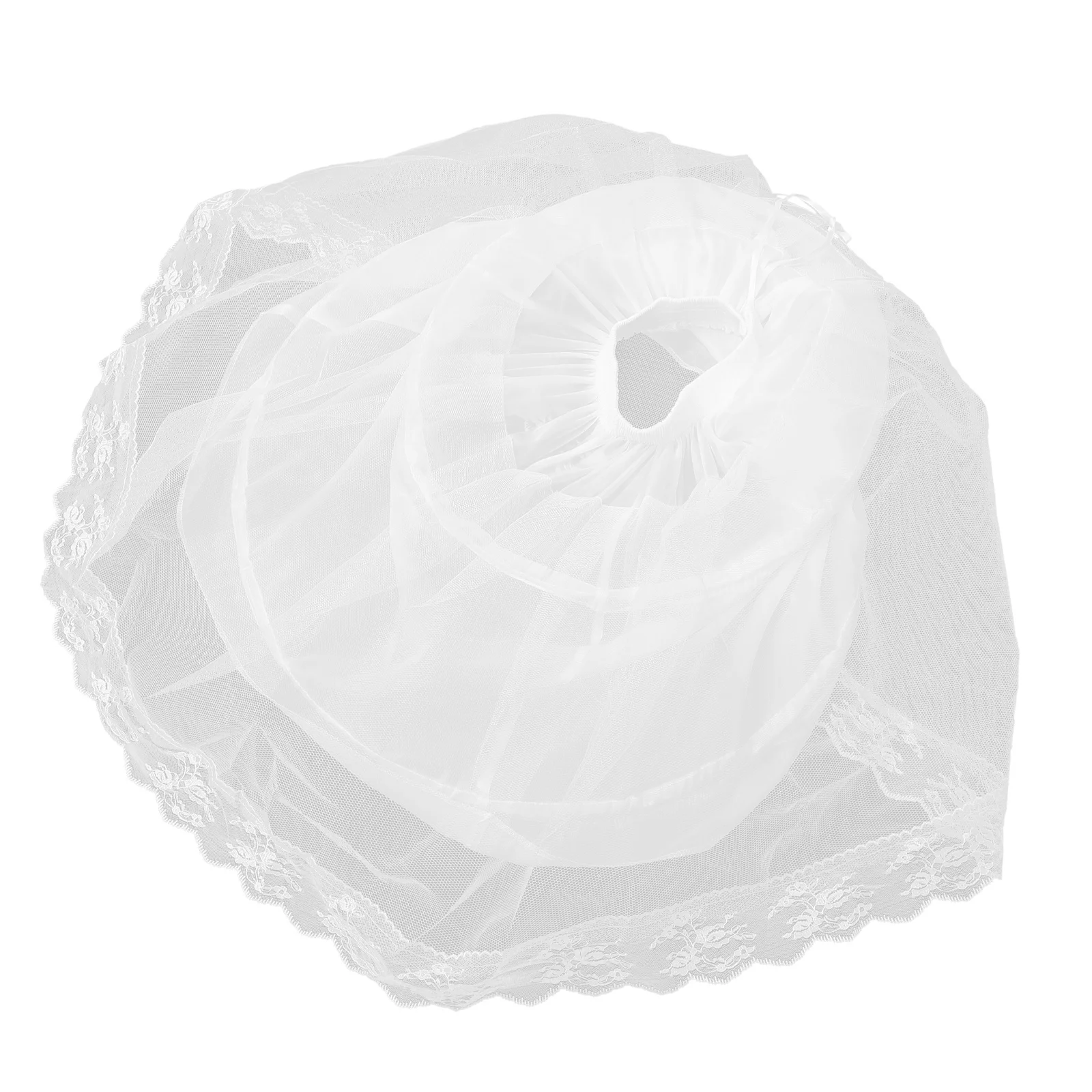 ثوب نسائي قصير للأطفال تنورة داخلية بيضاء بطانة شبكية مزخرفة بالدانتيل تنورة توتو للأطفال تدعم الرقص زي الزفاف