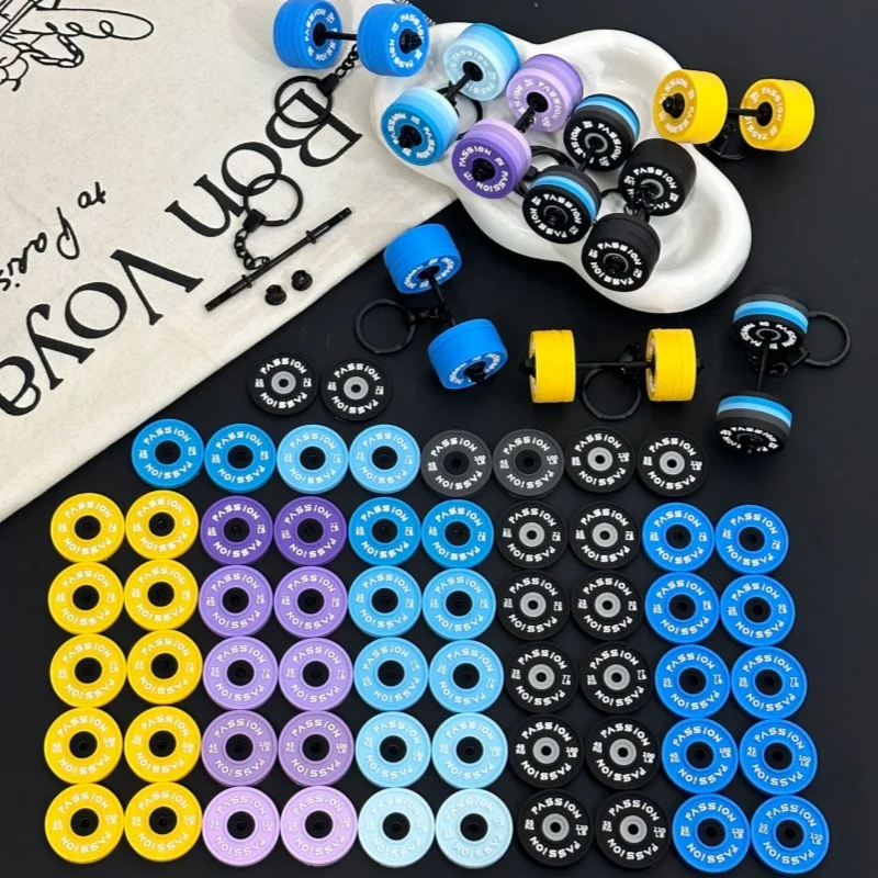 Fitness Keychain Gym Barbell Keychain Weightlifting Keyring Silicone Motivational Weightlifting Gifts,Gifts for Personal Trainer - náhled 3