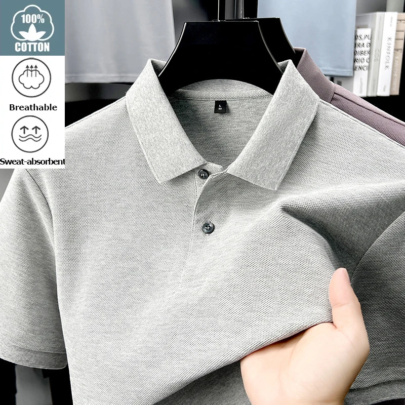 Polo 100% algodón para hombre, camiseta informal transpirable de verano, 19 colores, ideal para golf y deportes, informal de negocios, acabado similar a la seda