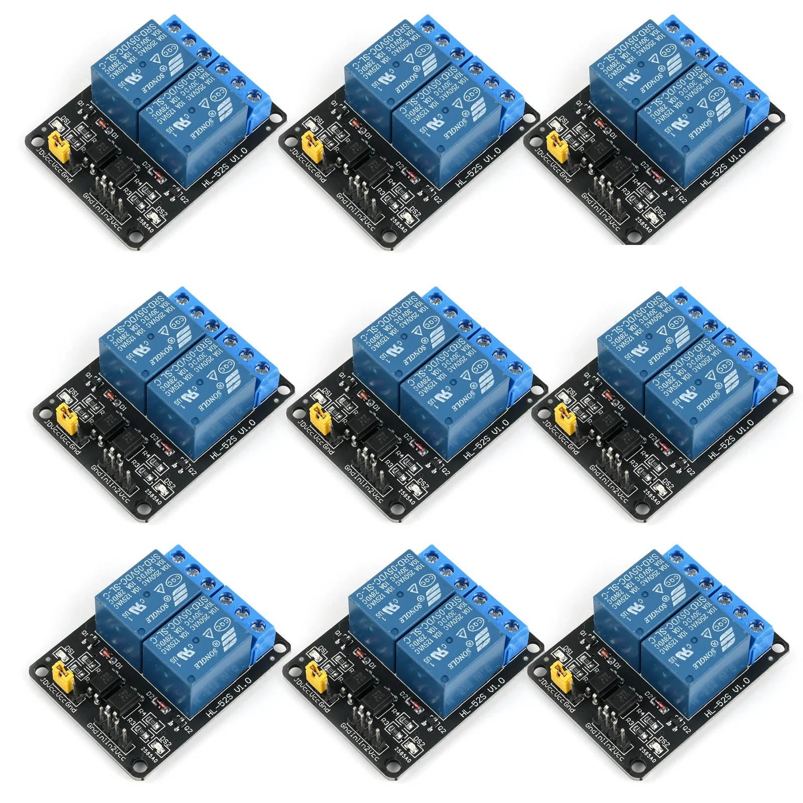 5V 2 Channel Relay Module with Optocoupler Isolation Compatible Arduino ESP32 Raspberry Pi PLC DIY Projects 1/5/10 PCS