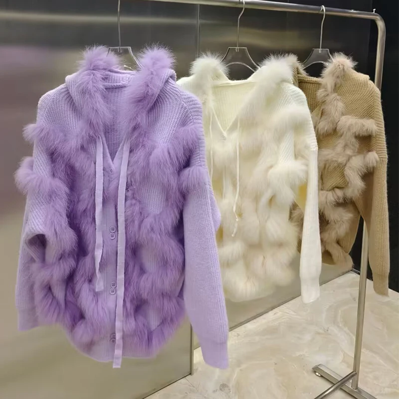 2024 New Real fur,New  famous design Long sleeeve natural fox fur coats and jacktes