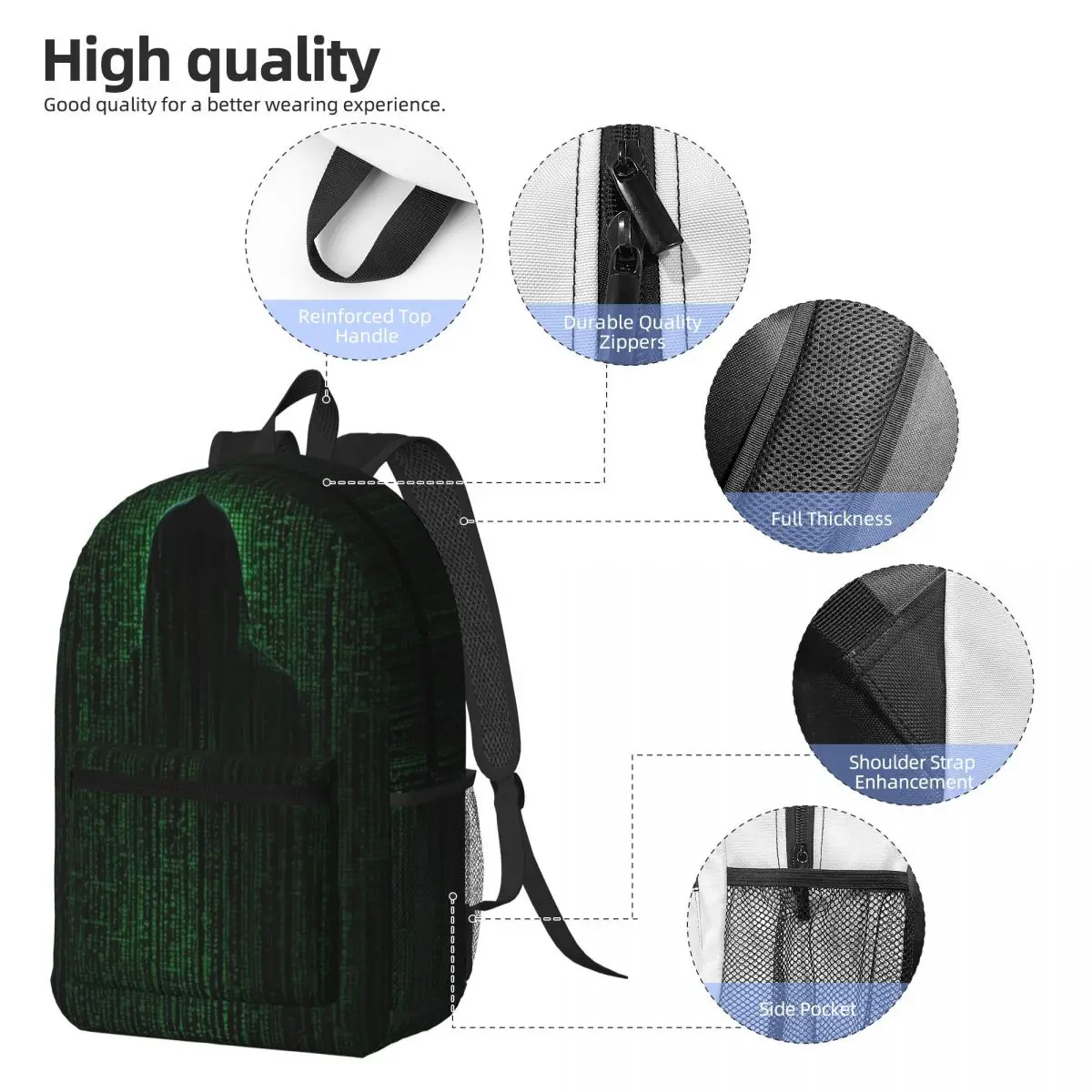 Hacker Code Binary Code Geek Science Computer Backpack Daypack Large Capacity BookBag School Bag Shoulder Bags for Men Women