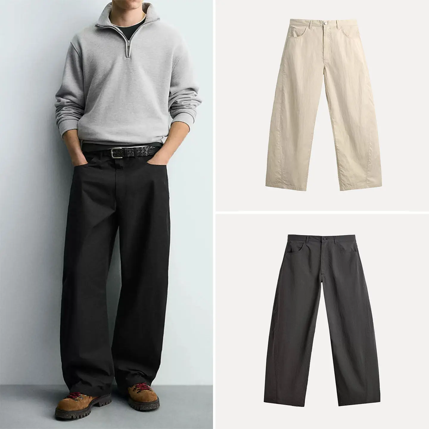 

Men's Casual Straight Leg Pants Summer 2026 Loose Fit Commute Zipper Arc Shape Casual Trousers Comfortable Straight Cut Pants