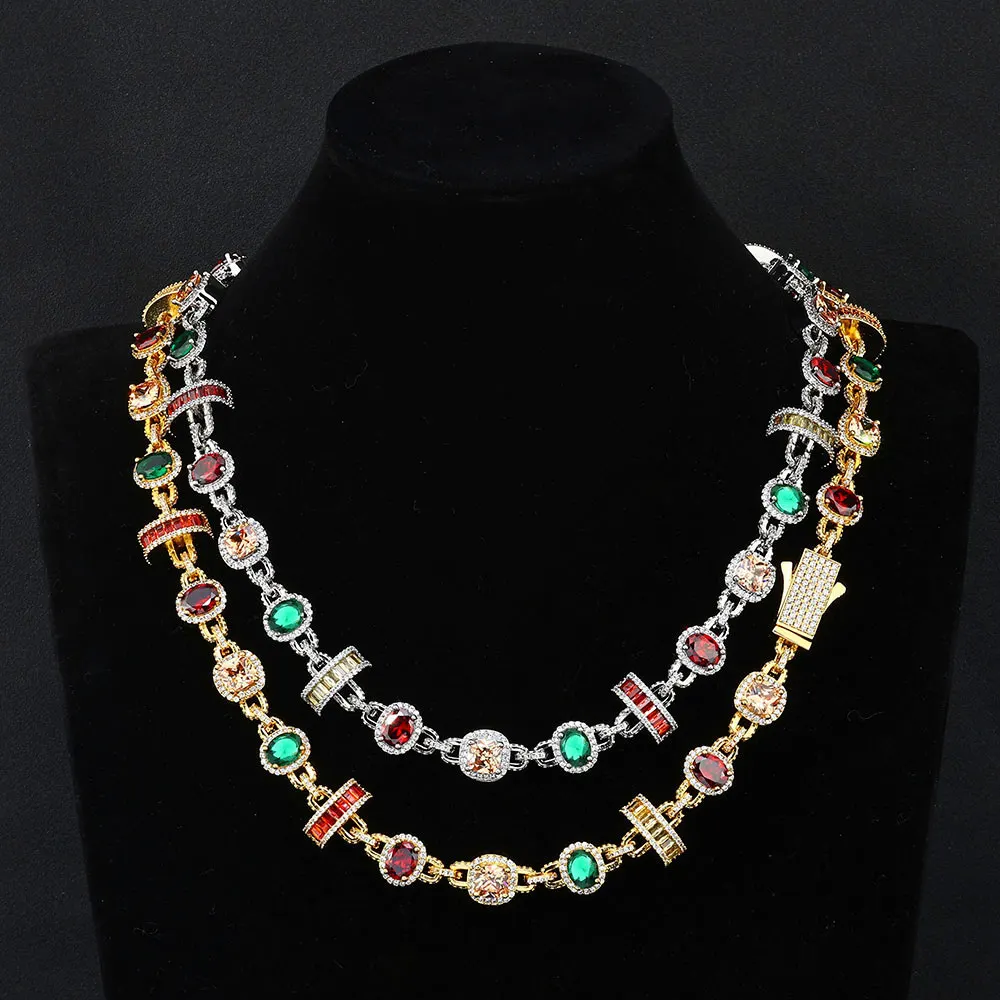 Iced Out Hip Hop Infinite Necklace Men Brass Gold Silver Plated Colorful 5A Zircon Prong Set Streetwear Rapper Jewelry Gift