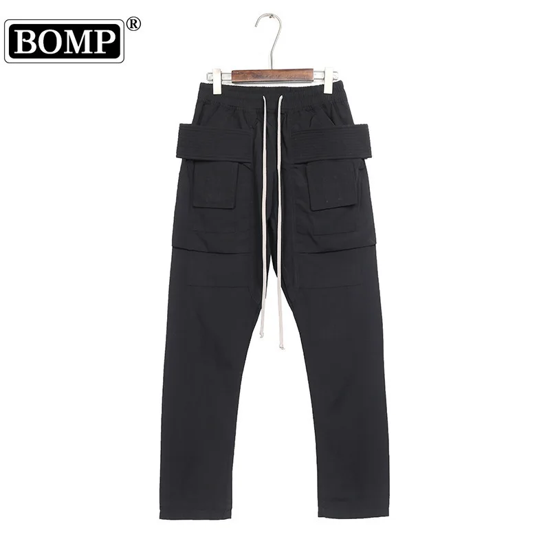 [BOMP] Dark Decorative Double Loop RO Work Pants CARGO Casual Loose High Street Men