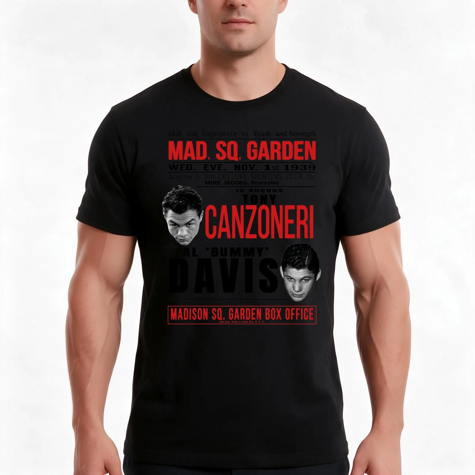 Tony Canzoneri vs Bummy Davis T-Shirt, Summer Casual Cotton Tee, Oversized Streetwear Tops, Vintage Graphic Print, 100% Cotton