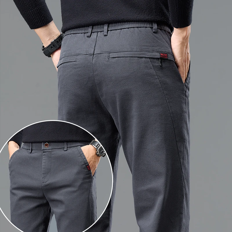 

Spring Slim Straight Men's Pants Comfortable Breathable Business Casual Elastic Trousers Korean Fashion Male Clothes