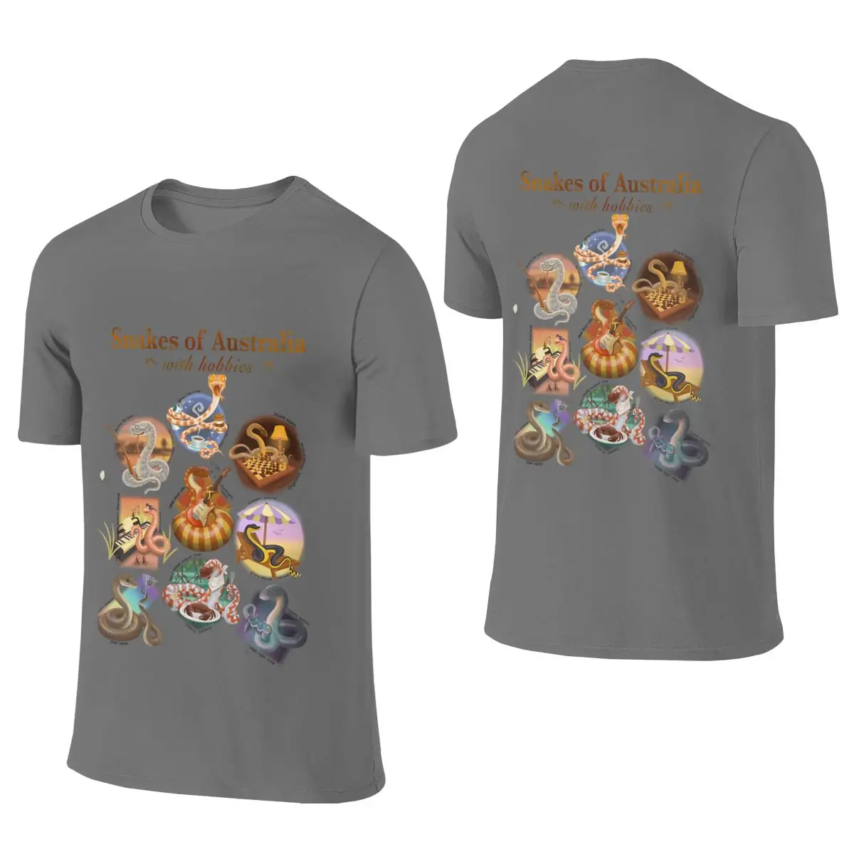 Snakes Of Australia - With Hobbies Moisture-Absorbing And Breathable Reversible T-shirt Simple Commuting Fine Workmanship Tees