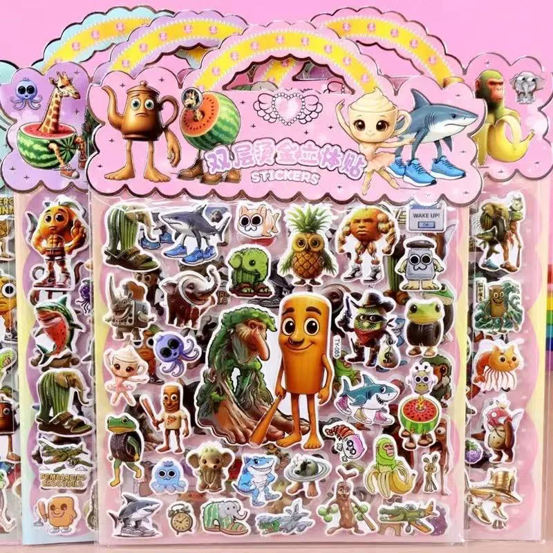 

Italian Brainrot Animals 3D Double Layered Bubble Stickers Waterproof Tung Tung Tung Sahur Relief Sticker Reward Decals Toy Gift