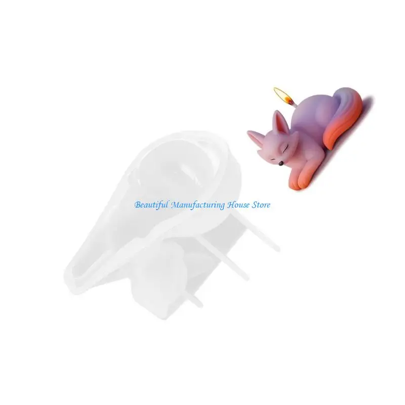 E56A Practical Figurine Molds Foxes Handmade Ornament Moulds Silicone Texture Suitable for Clay Wax and Resin Crafting
