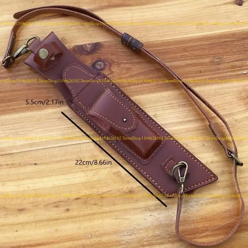 Q2Q4 Portable PU Leather Sheath Cover For Fixed Blade Cutter With Crossbody Strap