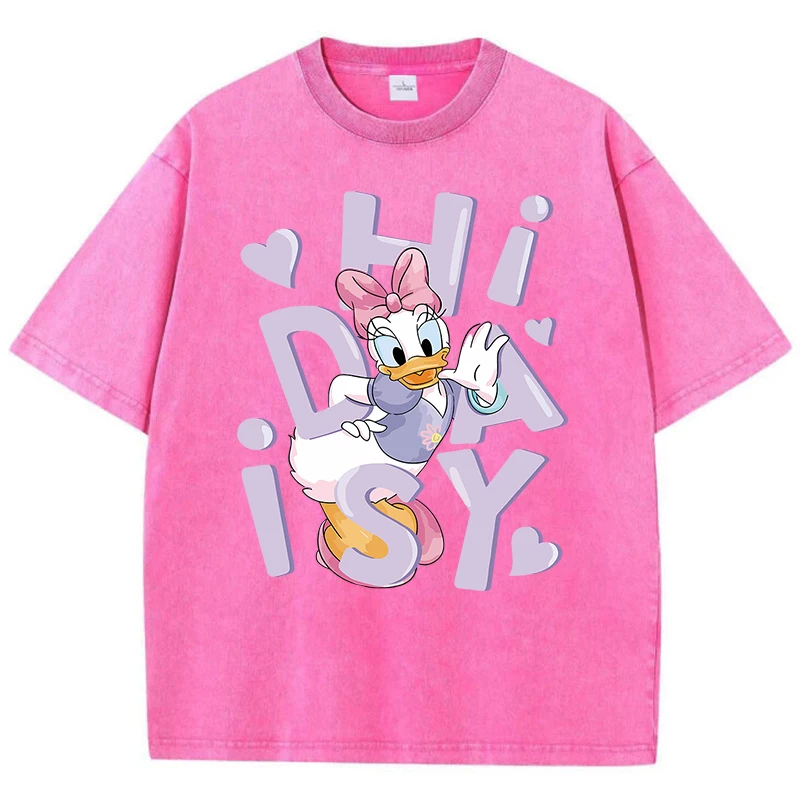 ديزي داك مرحبا يوم المرأة تي شيرت الصيف الأمريكية الرجعية القطن عادية تي شيرت تصميم تنفس Normcore تي شيرت بأكمام قصيرة #4