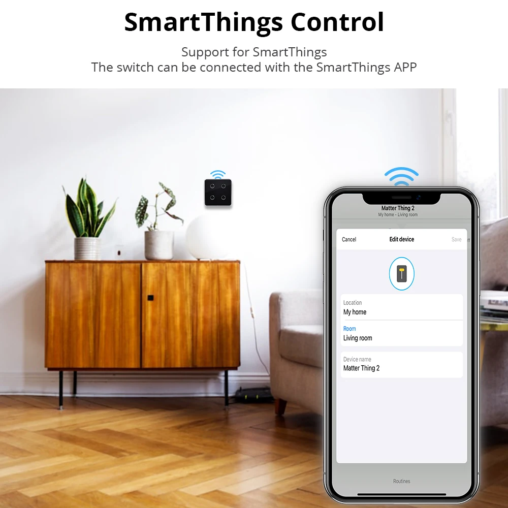 Zemismart Matter Over WiFi EU Wall Light Switch 1 2 3 4 Gangs Neutral Required with Touch Panel SmartThings App Homekit Control