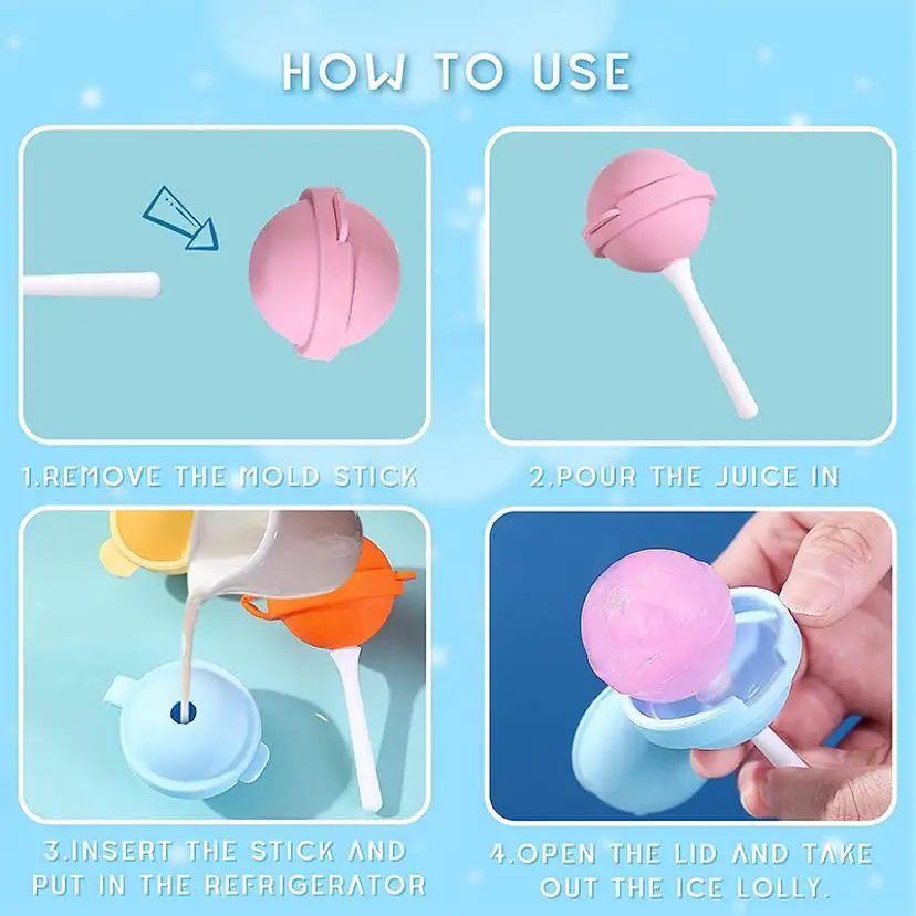 1 Pcs Mini Silicone Popsicle Mold DIY Ice Pop Mold Lollipop Ice Cream Maker Mold Baby Kids Popsicle Make