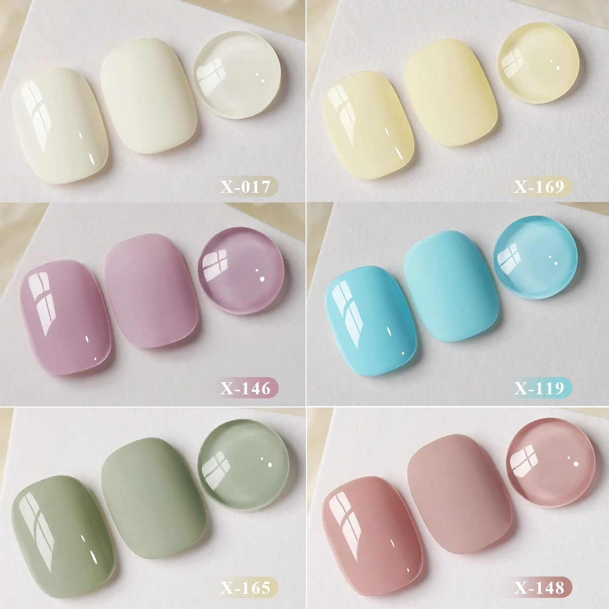 XEIJAYI Macaron 6pcs/set--Trendy Pastel Shades Long-Lasting Quick Dry  Soak Off Formula for DIY Salon Manicure
