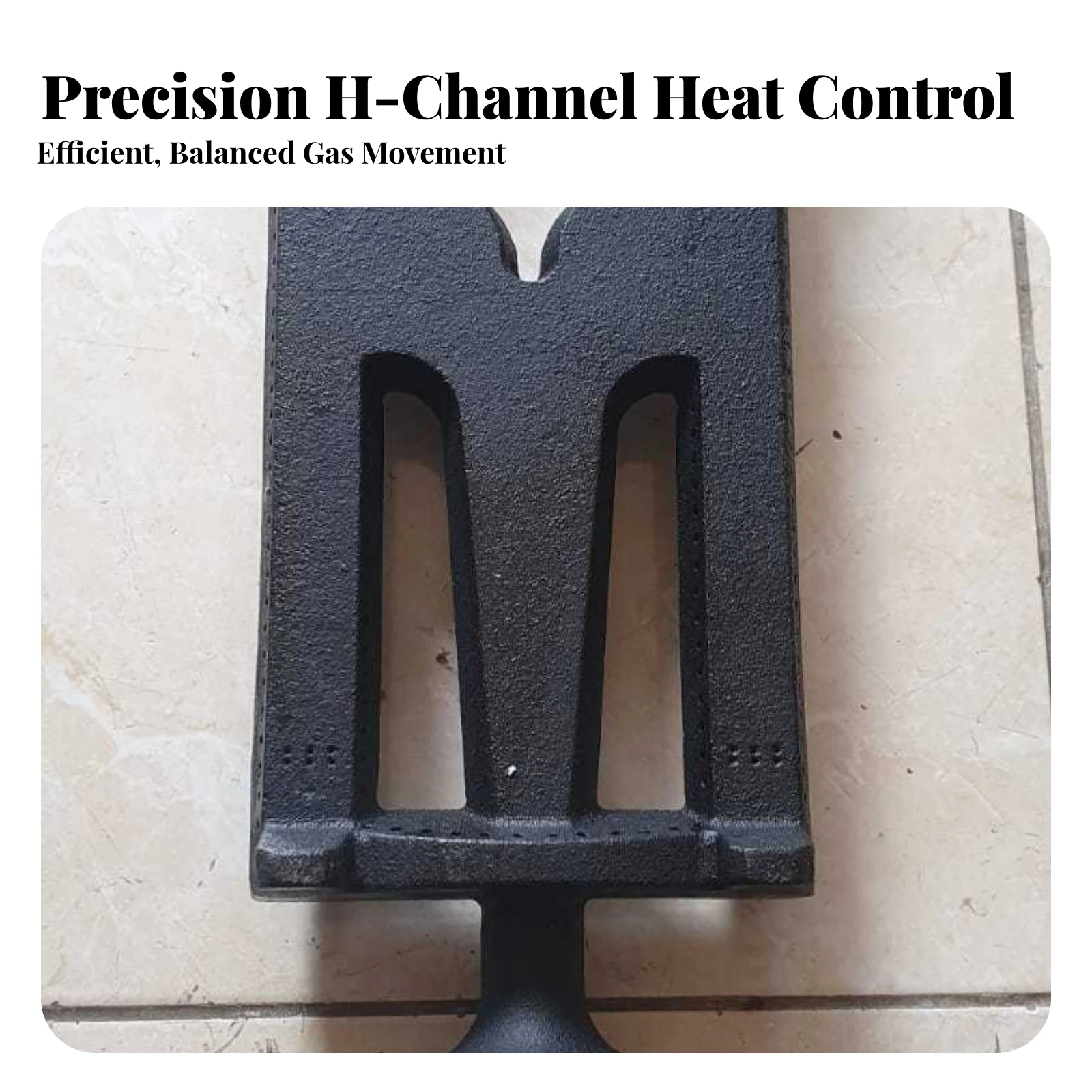 H-Shaped Furnace Burner Head Wide Flame Cast Iron Burner Head One-Piece Rugged for Gas Range Repair
