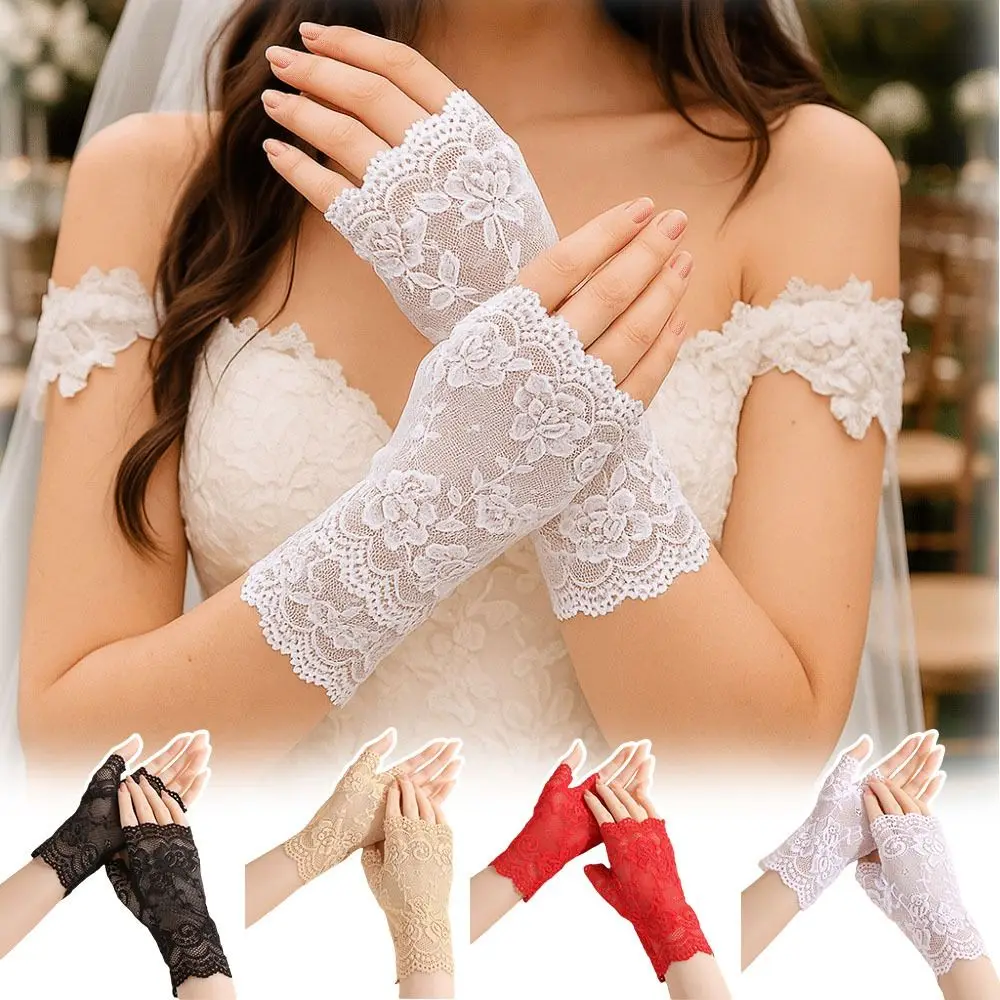 

Модные сексуальные кружевные перчатки без пальцев, короткие перчатки для защиты от солнца, свадебные перчатки, свадебные аксессуары