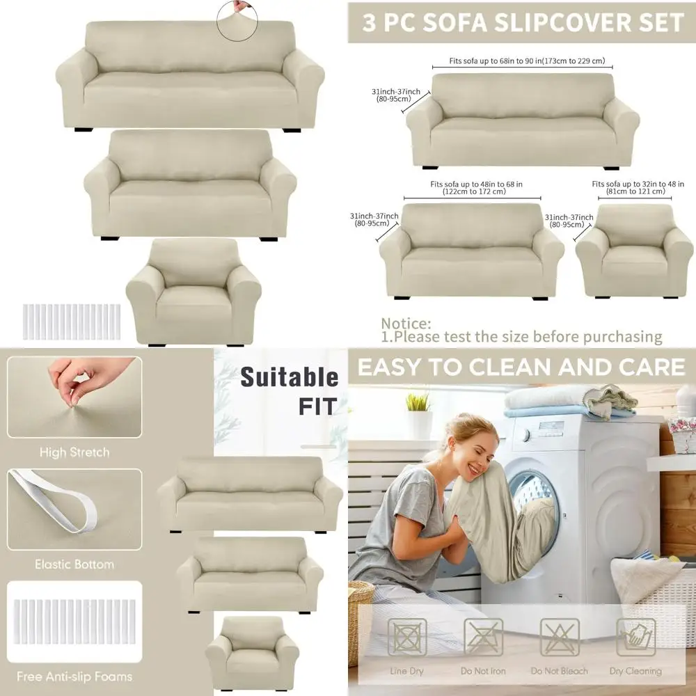 

Набор чехлов Peryiter из 3-х предметов для диванов, мебельных чехлов для дивана, двухместного дивана, кресла, растягивающегося кресла, без морщин, Furni