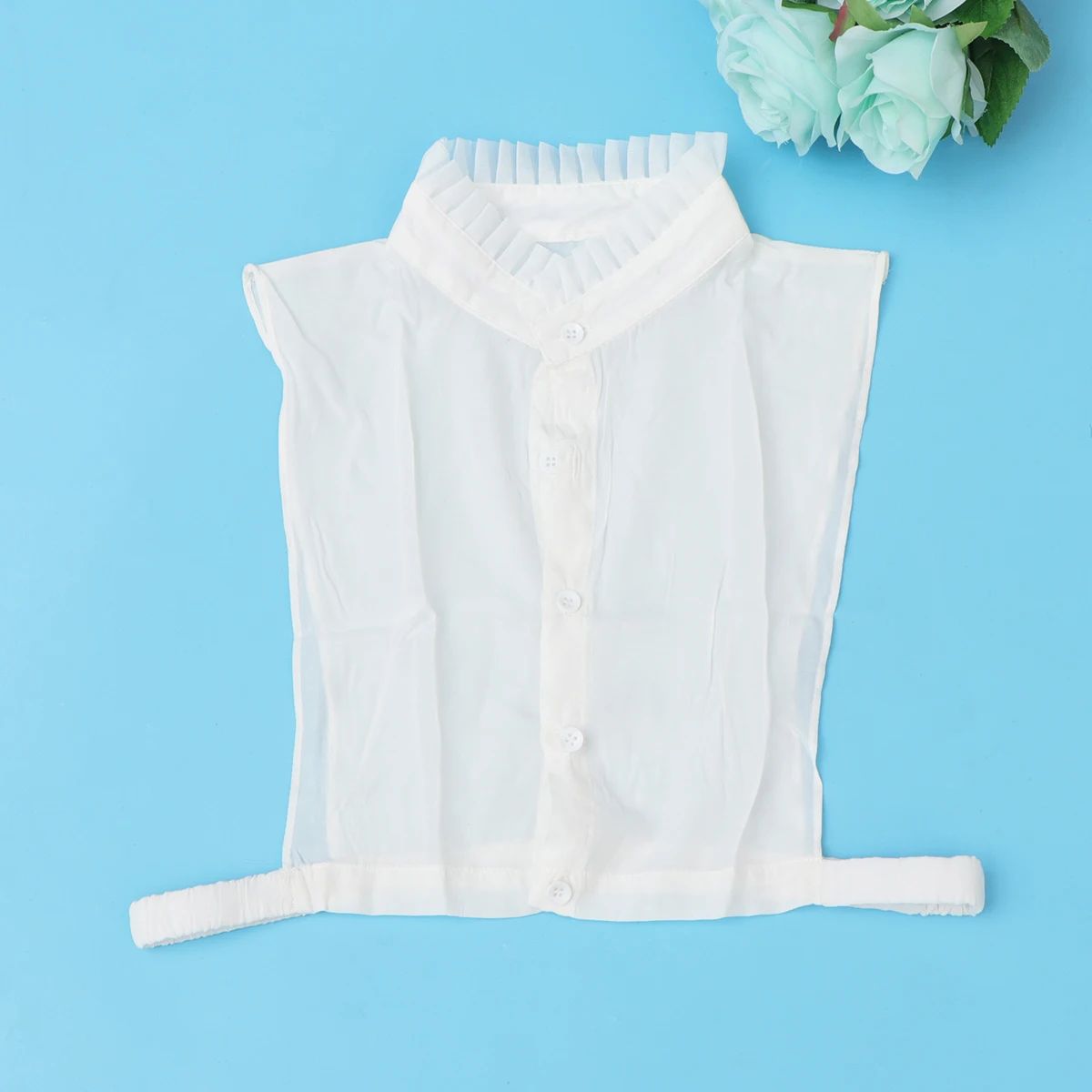 

Monochrome Cotton Half Shirt Bust Lotus Leaf Lapel Lightweight Durable Wear Four Seasons Party Accessories Gift Women Solid