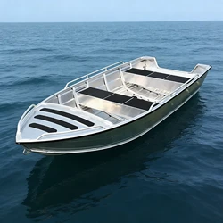All-Welded Aluminum Fishing Boat Deep V Hull 12.5-17FT, 2mm Heavy Duty Marine Open Skiff for Outboard Motor River Ocean