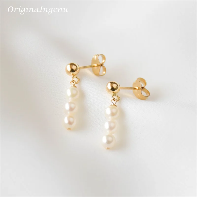 14K Gold Filled Pearl Drop Earrings Handmade Dainty Jewelry Modern Tarnish Resistant Jewelry Hypoallergenic Stud Earrings