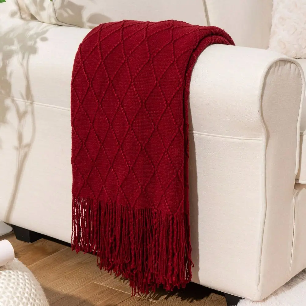 Throw Blanket, Decorative Red Blanket for Couch, Sofa, Living Room & Christmas Home Decor