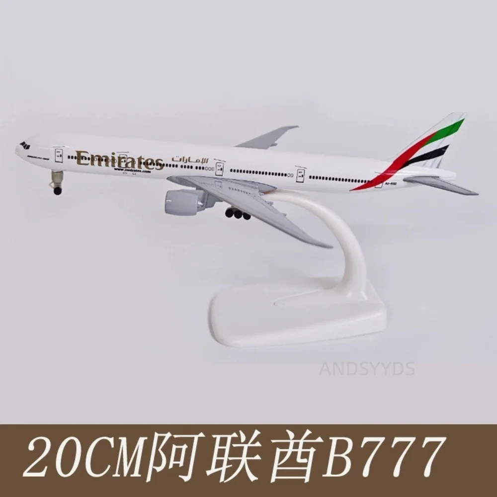 

20cm Scale Model Kit B777 Emirates Toy Planes Metal Diecast Aircraft Replica With Stand Airplane For Children Display Collection