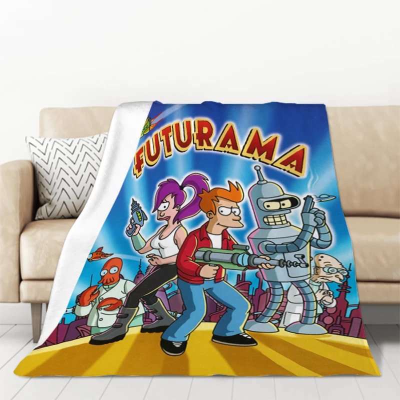 F-Futurama Cartoon Knee Blanket Furry Thick Blankets for Winter Double Bed Comforter Bedspread the Sofa Warm Baby & Throws Home