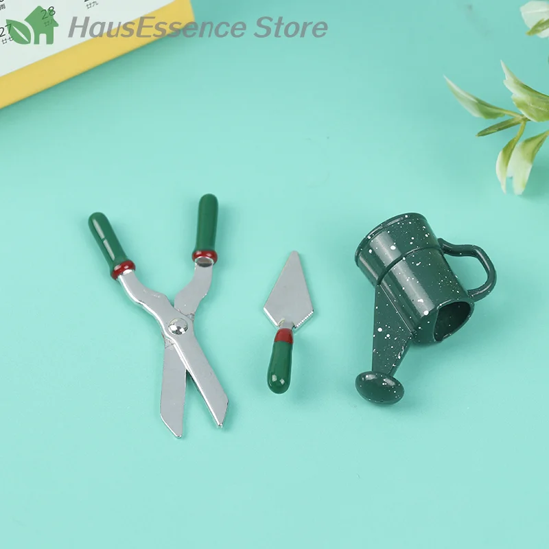 ※1: Dollhouse model tool mini metal watering pot scissors shovel gardening set High Quality Durable Material for Home