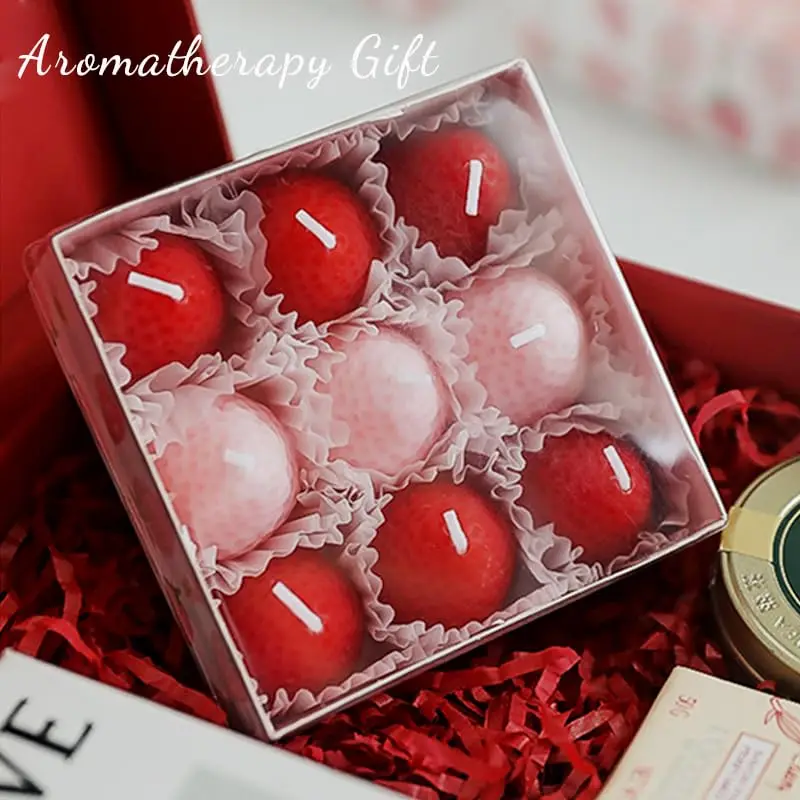 9 Pcs Strawberry-Shaped Scented Candles Candles Home Decoration for Perfect As A Trendy Photo Prop Birthday Party Decorations