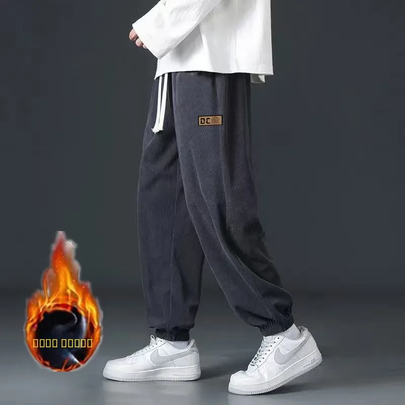 

Мужские вельветовые брюки Thiened Fce, свободного кроя, больших размеров, для молодежи, с манжетами, повседневные, износостойкие, спортивные штаны