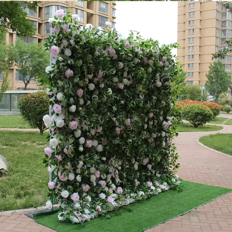 White Artificial Flower Wall Panel Wedding Backdrop Decoration Fake Floral Background for Party Event Stage Design Home Decor