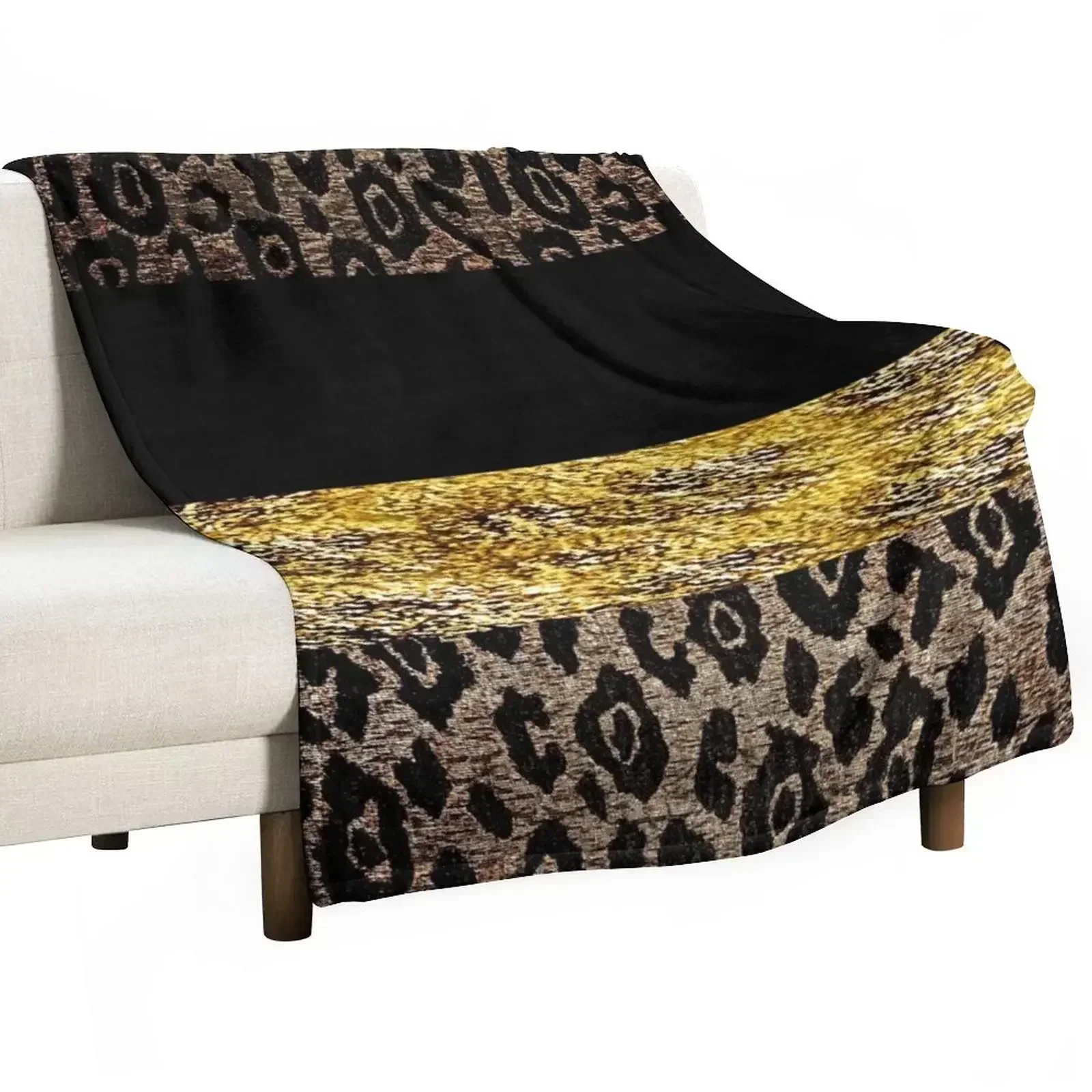 

Animal Print Black and Gold and Brown Cheetah and Leopard Throw Blanket wednesday Bed covers Blankets