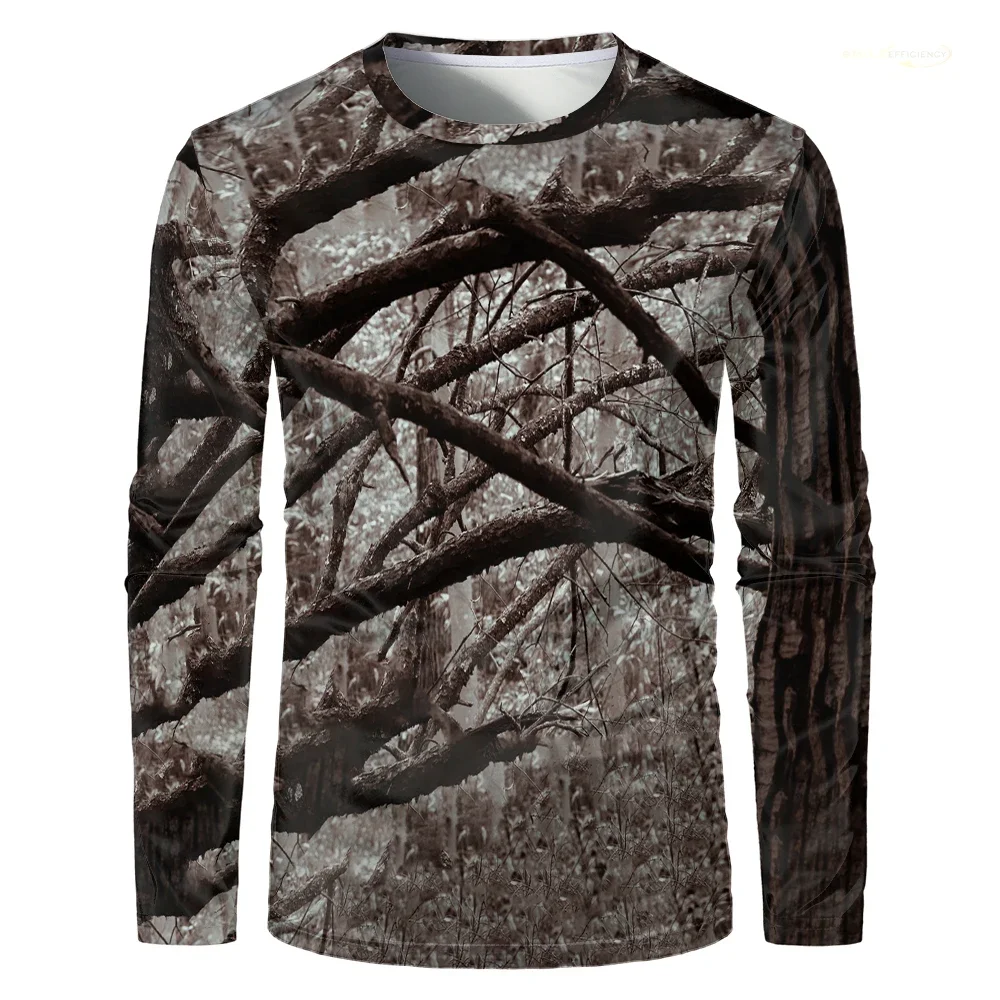 3D Printed Men's Long-sleeved Shirt Men's Camouflage Hunting T-shirt Casual Men's T-shirt Outdoor Camping and Party T-shirt Y2k view 5