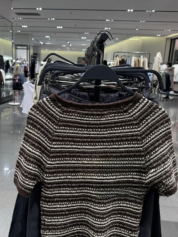 

Весна-лето New Faion Slim Fit круглый полосатый ор Све вязаный свитер женский для поездок на работу Sle Straight Tube ape