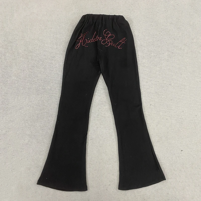 Spring Slim Fit Pants for Women High Waist Cinched Flared Sports Style Letter Decorated Fashionable Sexy Wide Leg Trousers