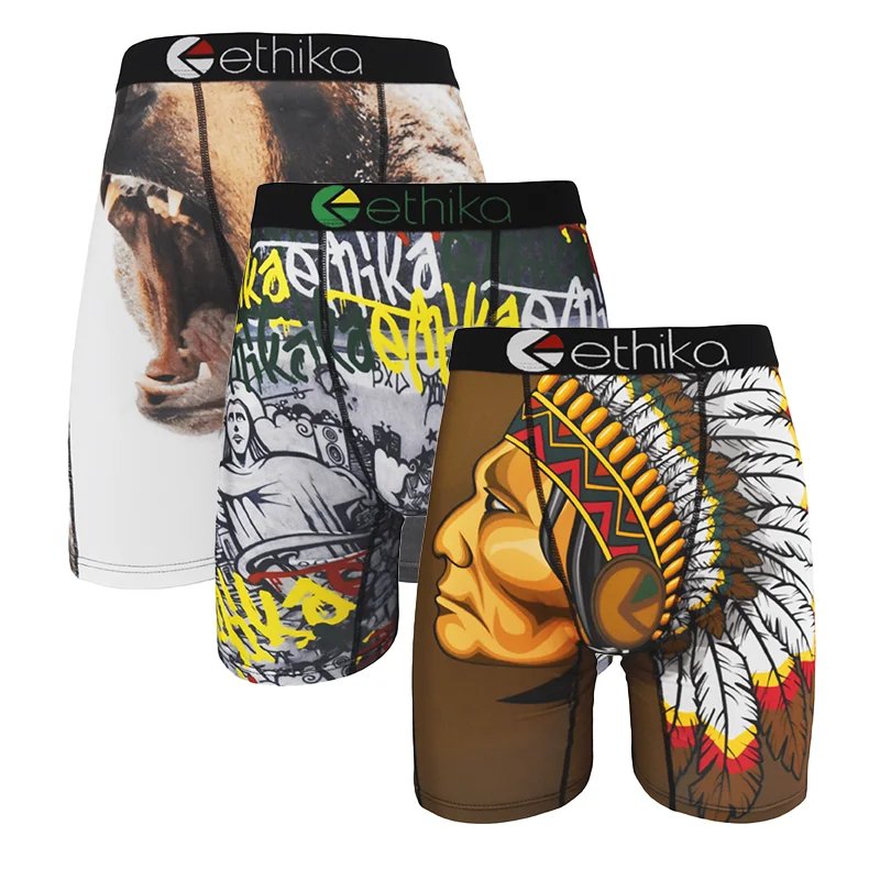 Shorts Boxer sem costura respirável masculino, roupa interior impressa, calcinha masculina, lingerie, cuecas, troncos, plus size