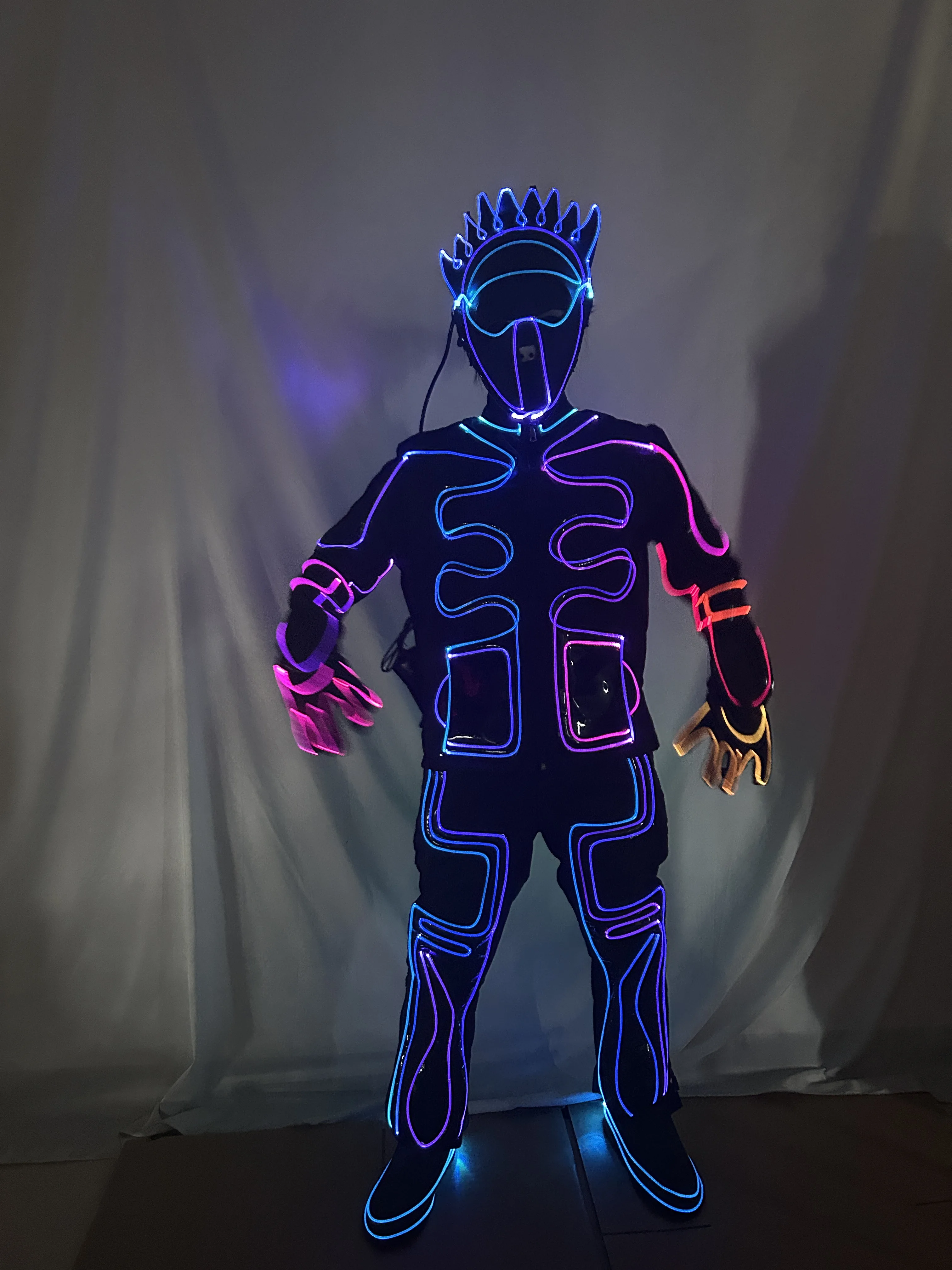 

Tron Cosplay Outfit with Light-up Fiber Optic Fabric for Disco DJ Dance Show - New Costume for Men Women