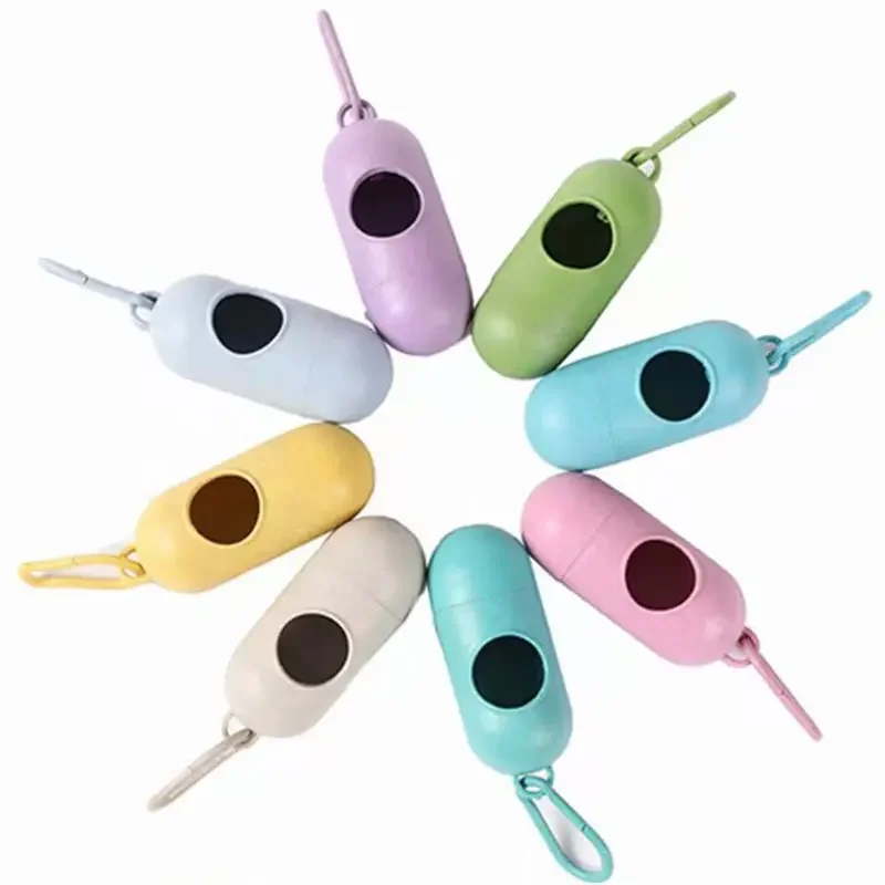 Cute Fashion Wheat Straw Biodegradable Capsule Dispenser Pet Garbage Portable Dog Toilet Bag Pet Supplies Accessories