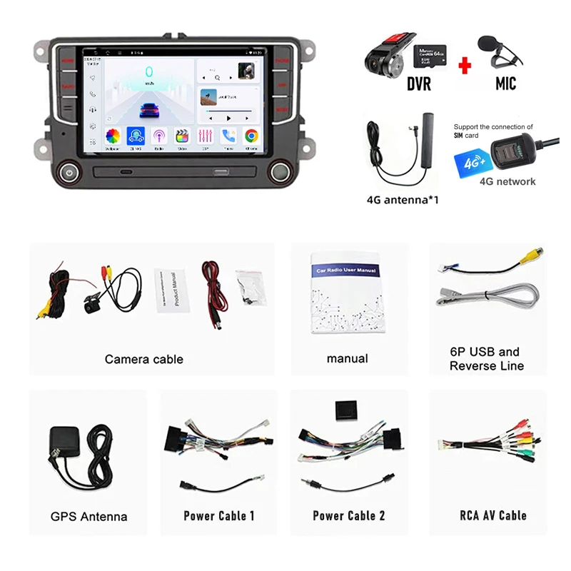 7 "Apple Carplay Android Auto 4 64Gb Autoradio Radio Head Unit Voor Vw Kever 2012-2019 Touchscreen Gps Fm Bt