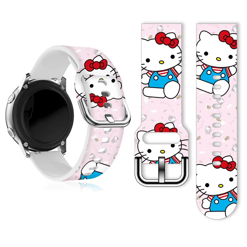 Bracelet en silicone imprimé Sanurgente HelloKitty pour Samsung Huawei, bracelet de montre, accessoires de bracelet, FB-Versa, 23mm, 22mm, 20mm