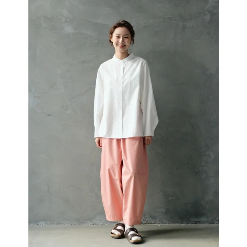 

Женские повседневные брюки из хлопка высокой плотности, свободного кроя, с широкими штанинами, на резинке, весна-лето, новинка